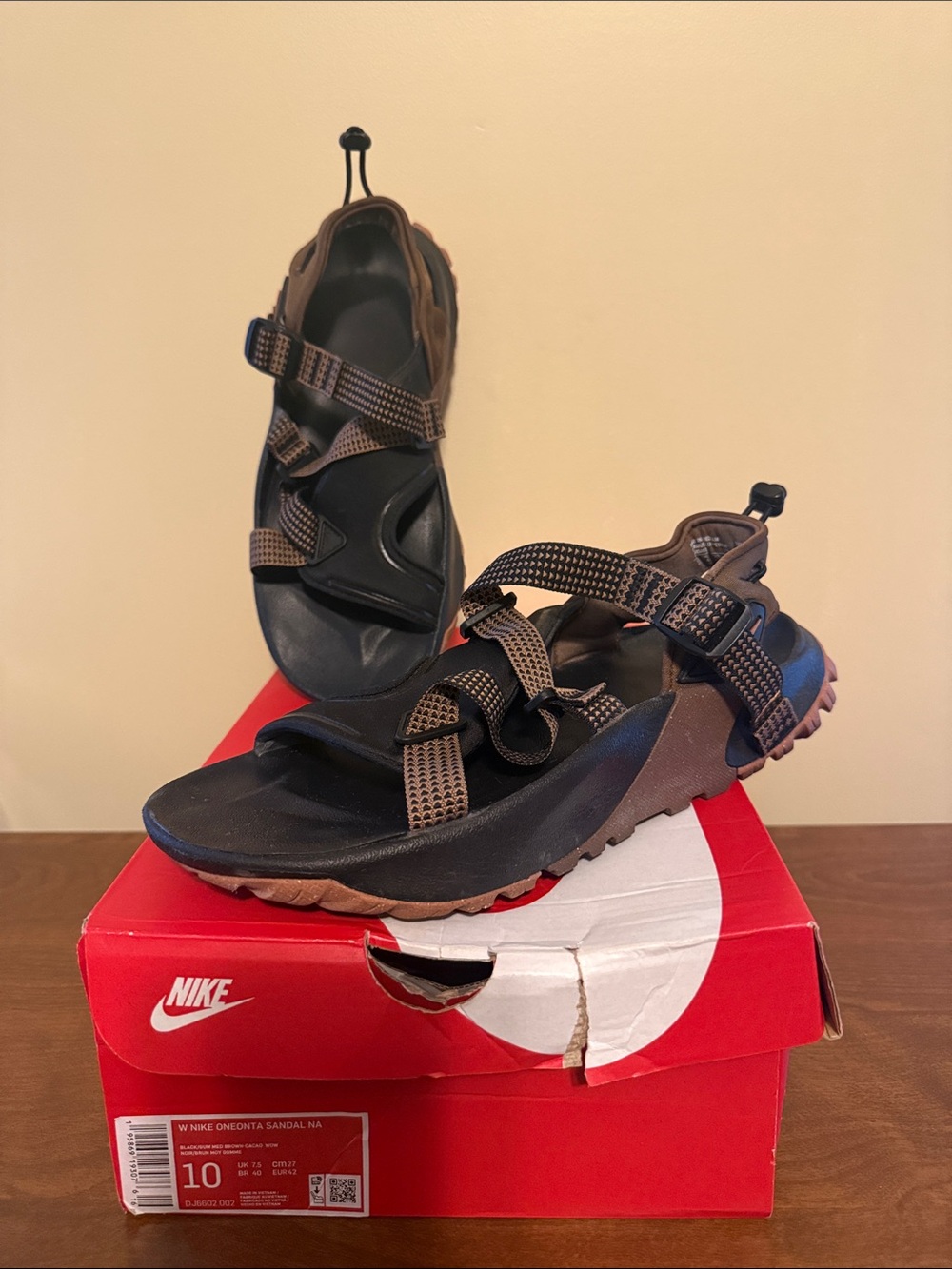 Black and Brown NIKE Oneonta Sandals Size 10